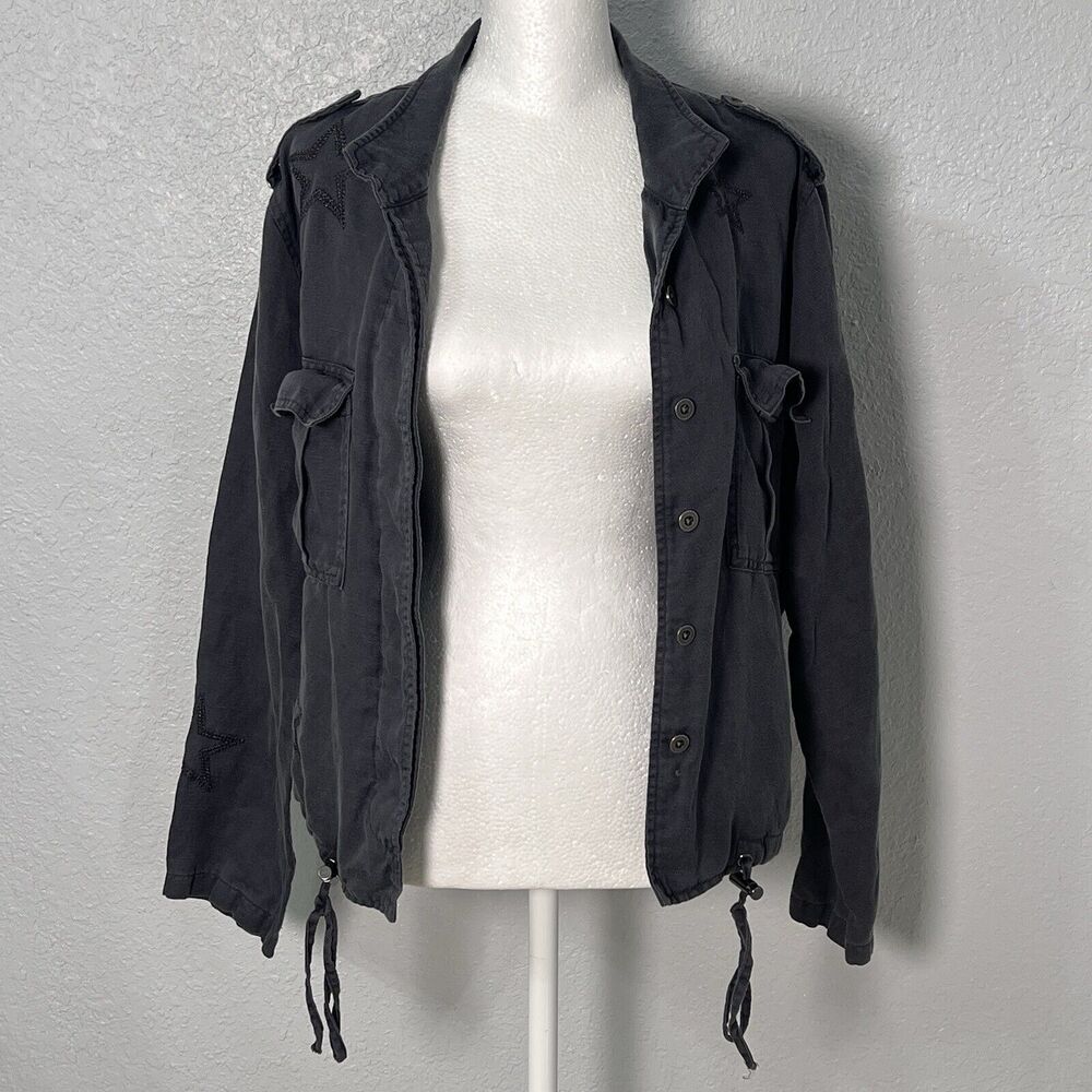 Rails Rowen Utility Jacket Military Grey Stars Embroidery Whimsigoth Size Small